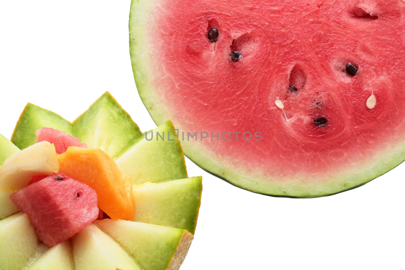 melon fruit filling varied and average watermelon isolated with clipping path included