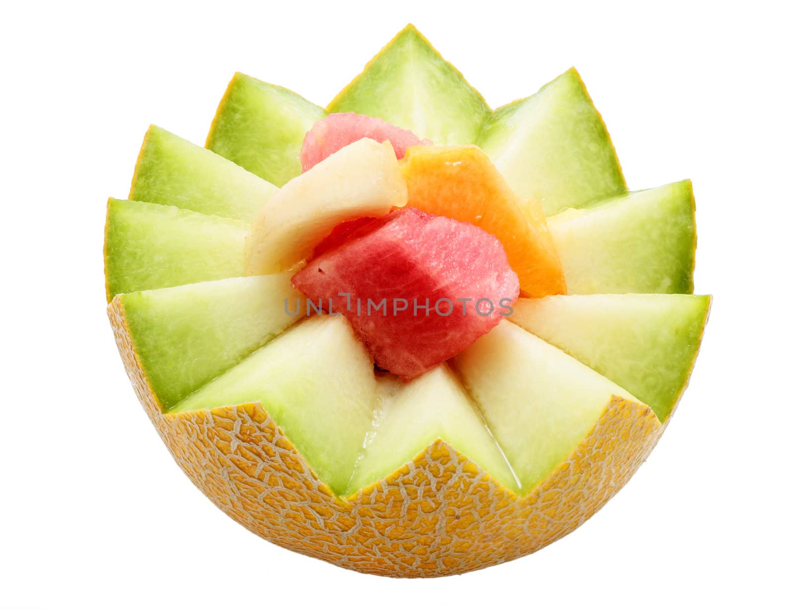 melon fruit filling trimmed and chopped isolated
