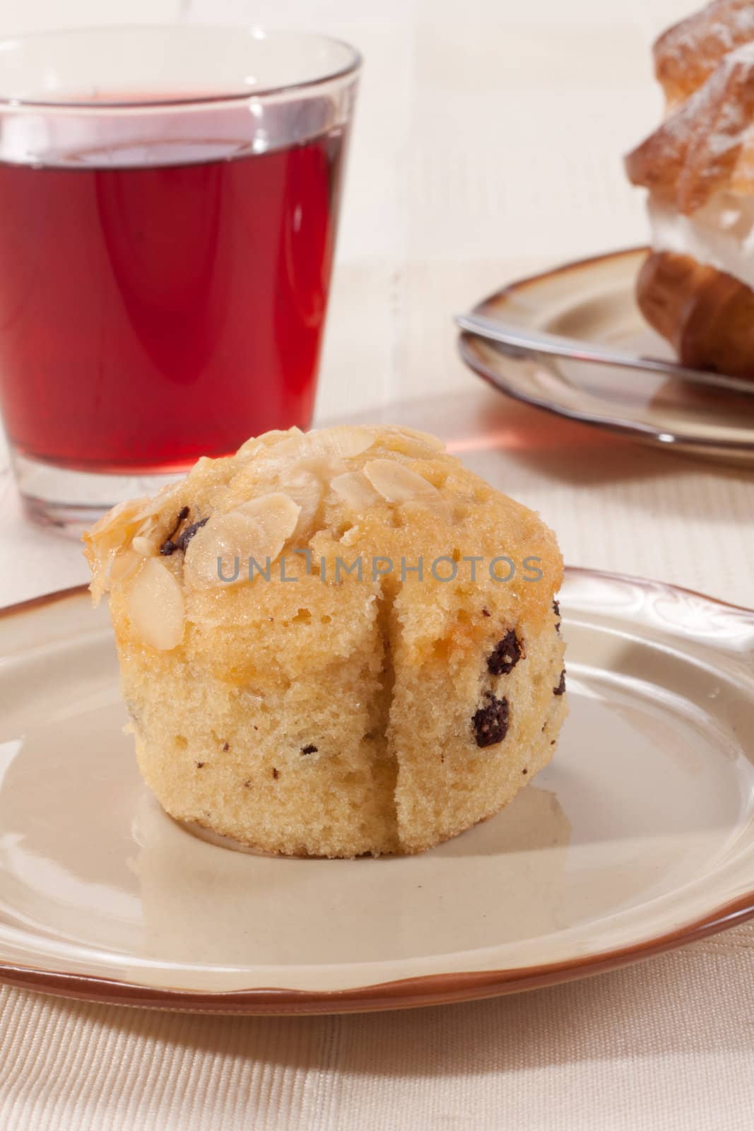 Cherry Muffin on a plate 