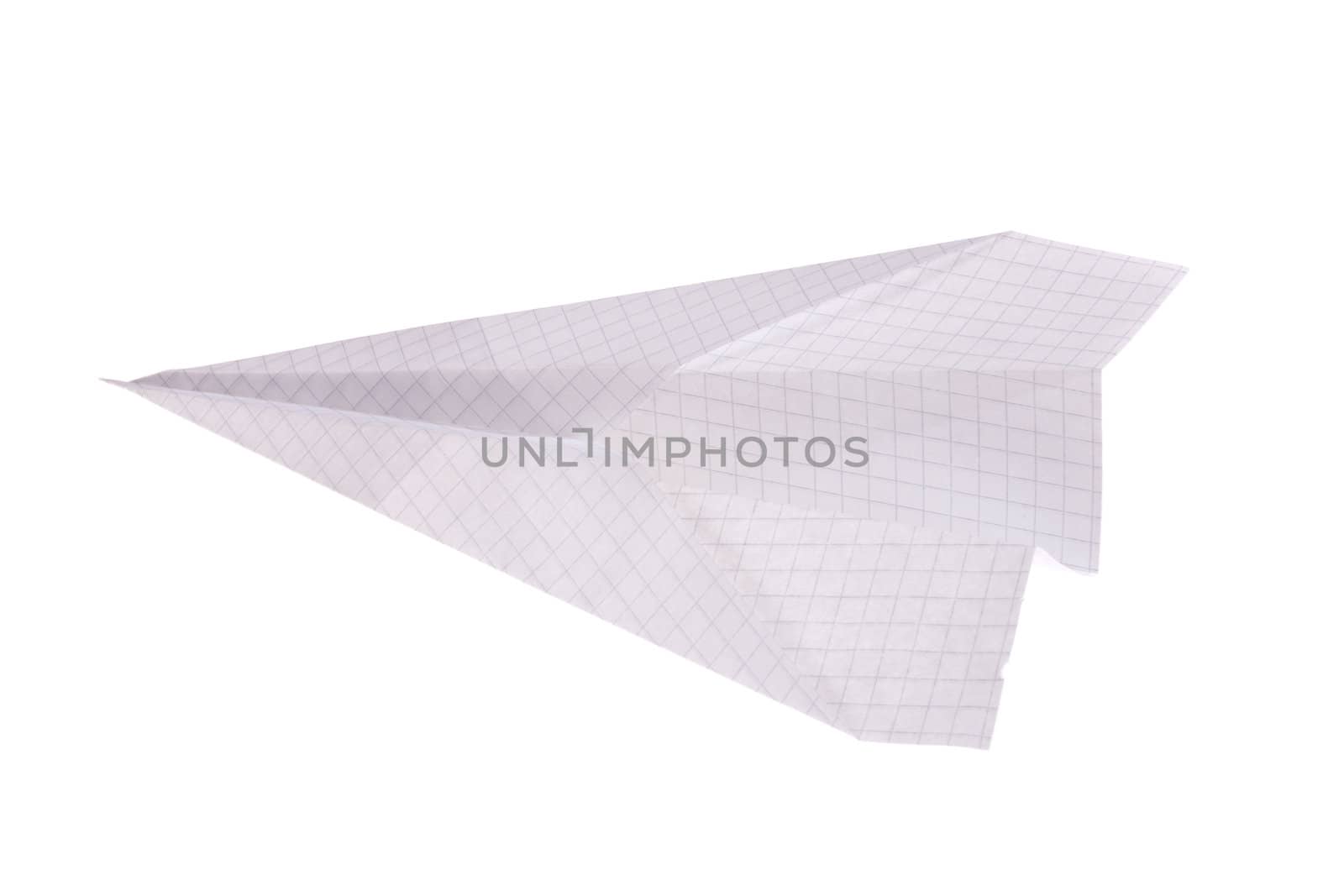Paper airplane, photo on the white