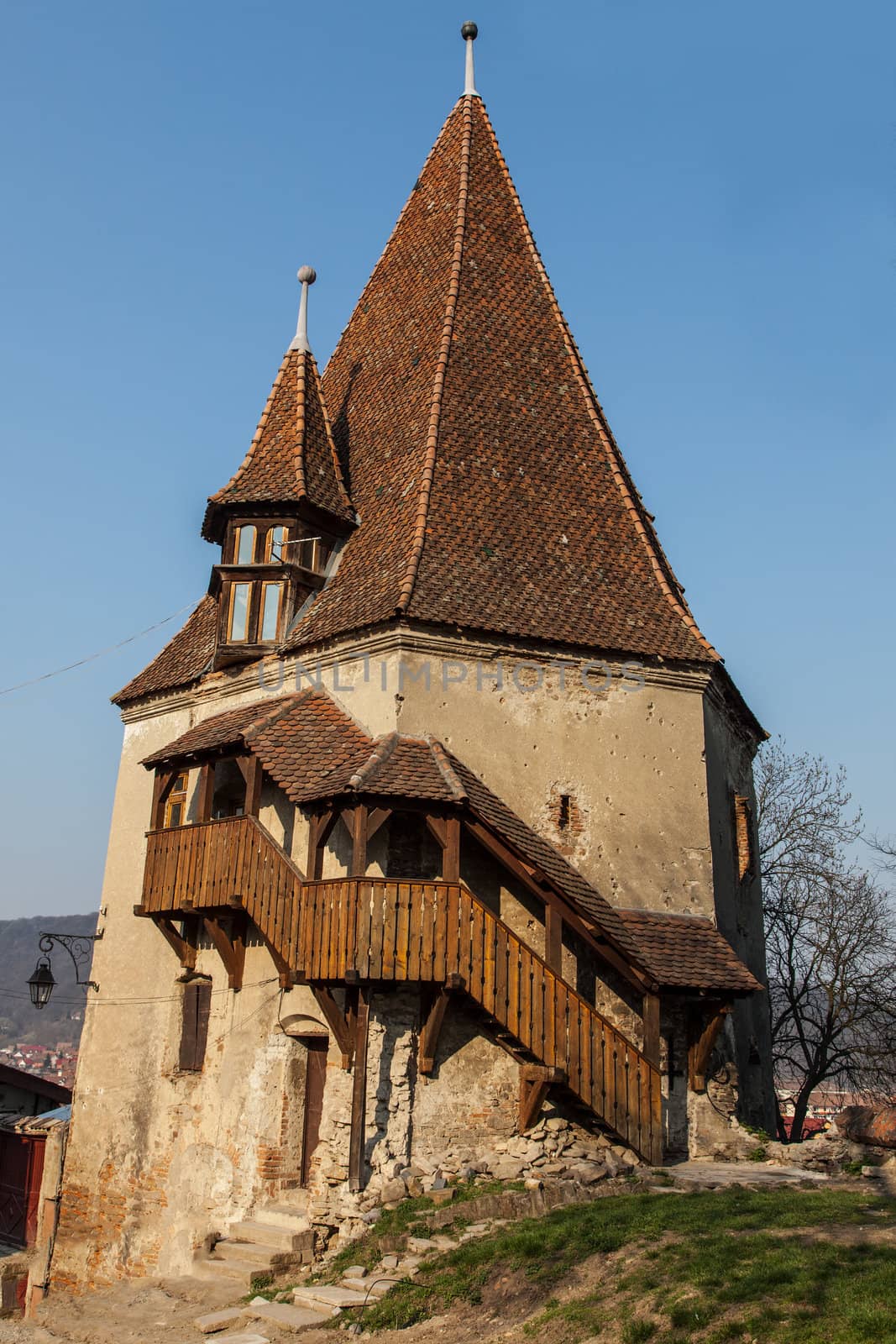 Image of The Shoemaker’s Tower, in Sighisoara citadel from Transylvania,Romania,Europe.