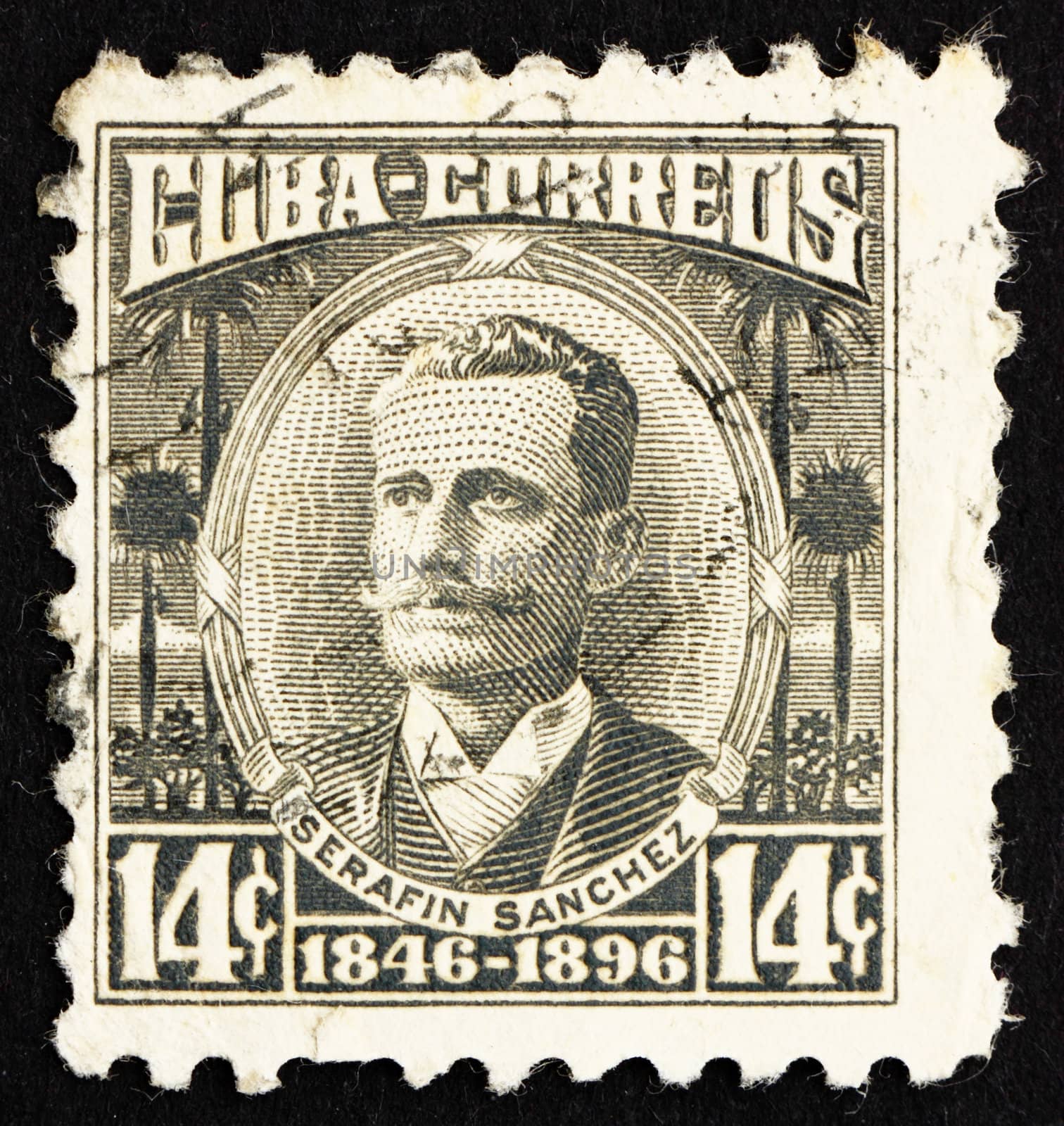 CUBA - CIRCA 1956: a stamp printed in the Cuba shows Serafin Sanchez Valdivia, General, circa 1956