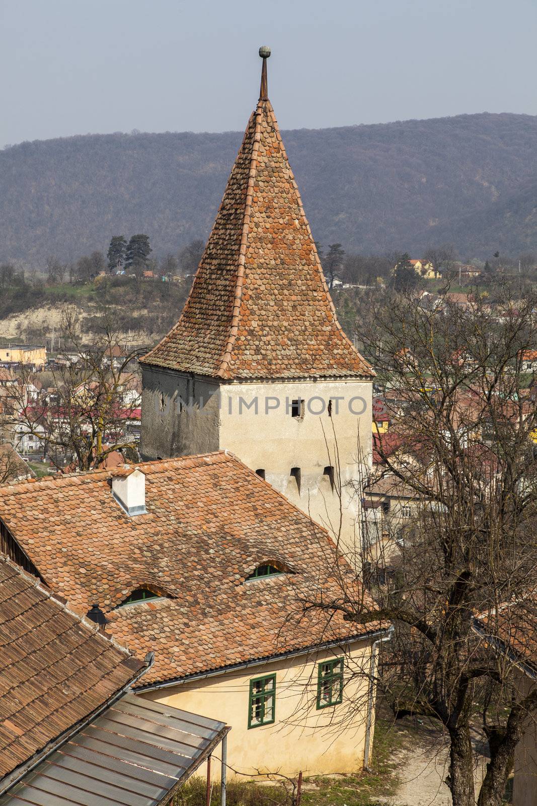 Te Furriers' Tower in the Sighisoara citadel from Transylvania,Romania,Europe.