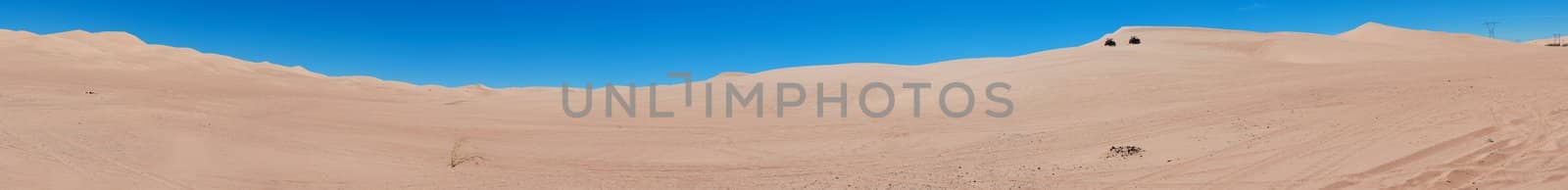 A panoramic shot of the endless sand dunes in California just east of Yuma, Arizona