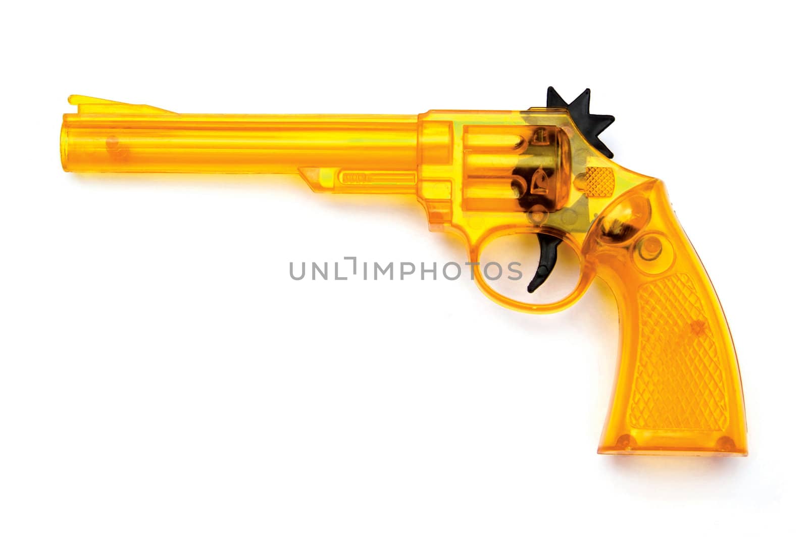 Toy plastic gun , on a white background  by opasstudio