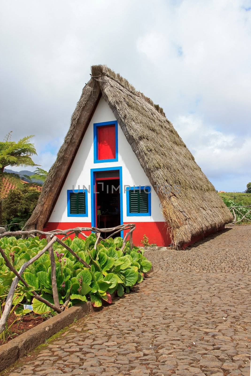 thatched roof house, typical of Madeira