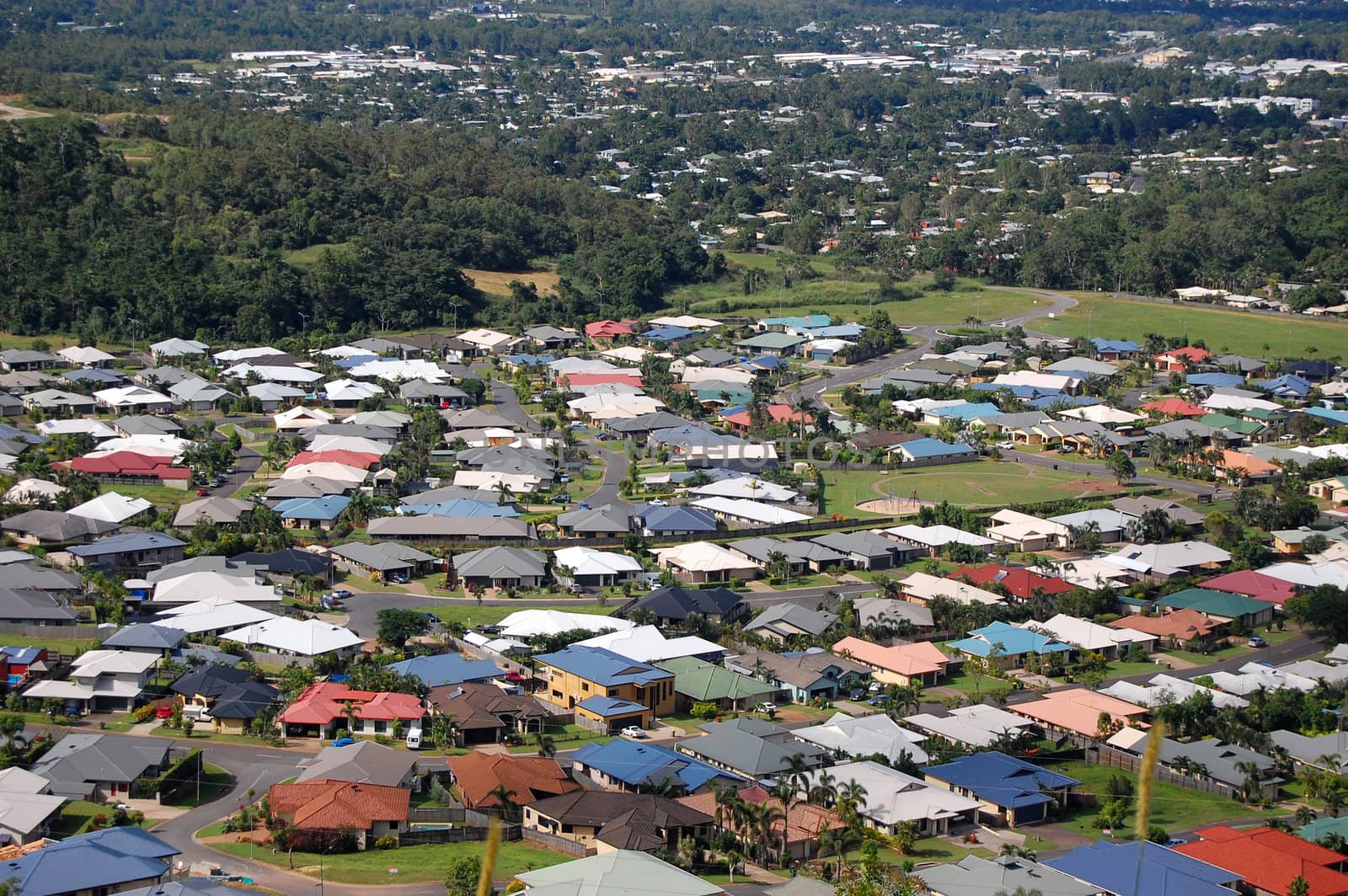 Cairns suburb view from the hill, Australia