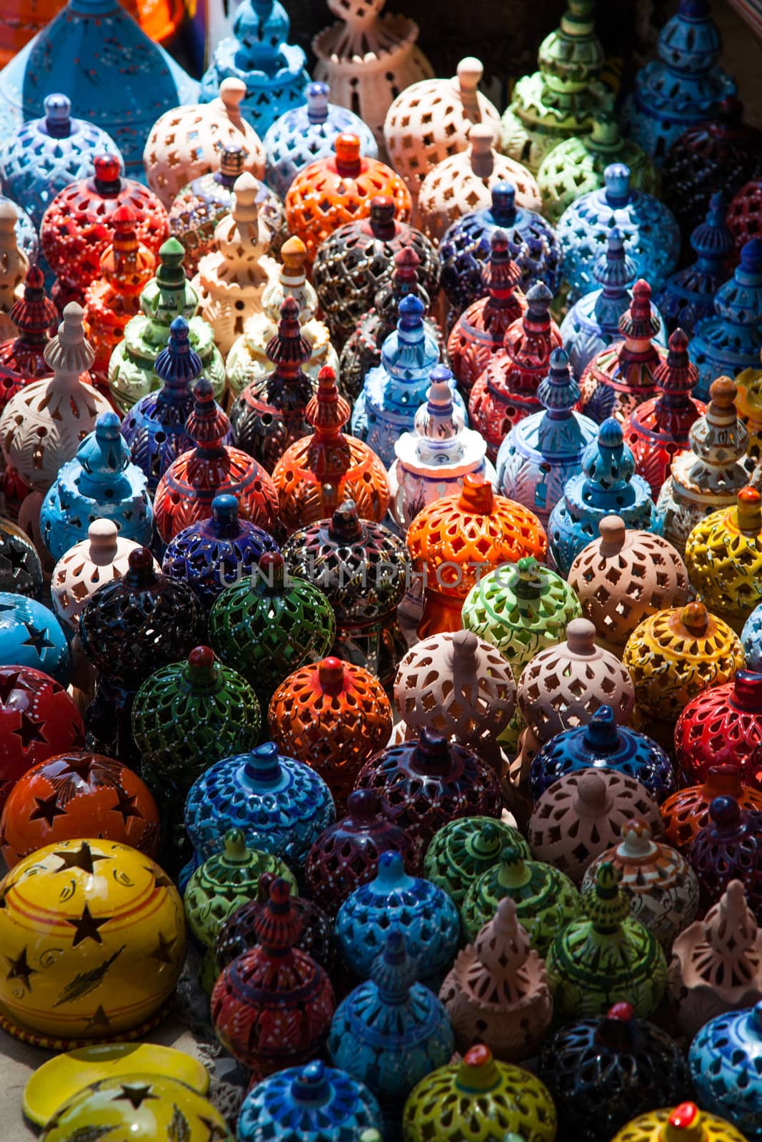 Tunisian Lamps at the Market in Djerba Tunisia detail