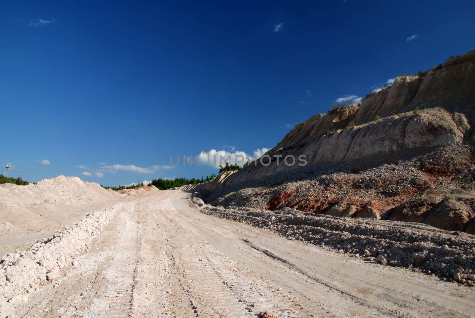 Artificial sand dunes made by building new highway