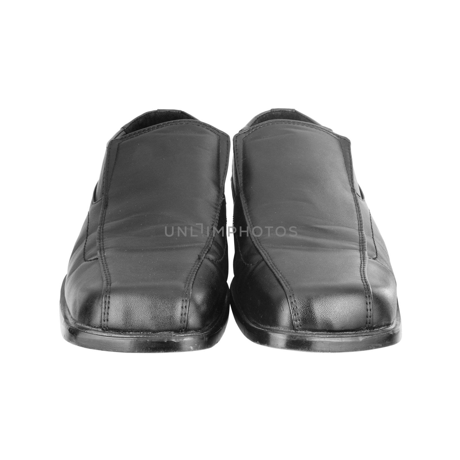 Men's black shoes on a white background