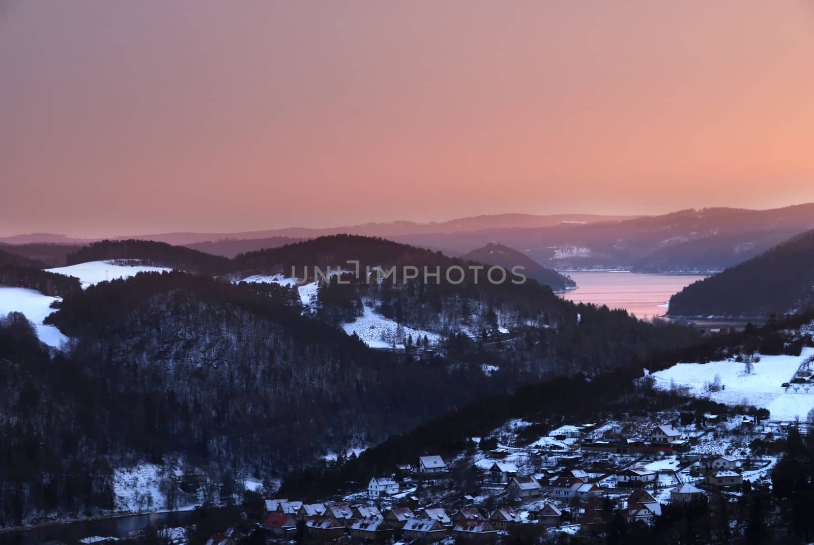 Horseshoe bend of the river Vltava in the Czech republic - winter