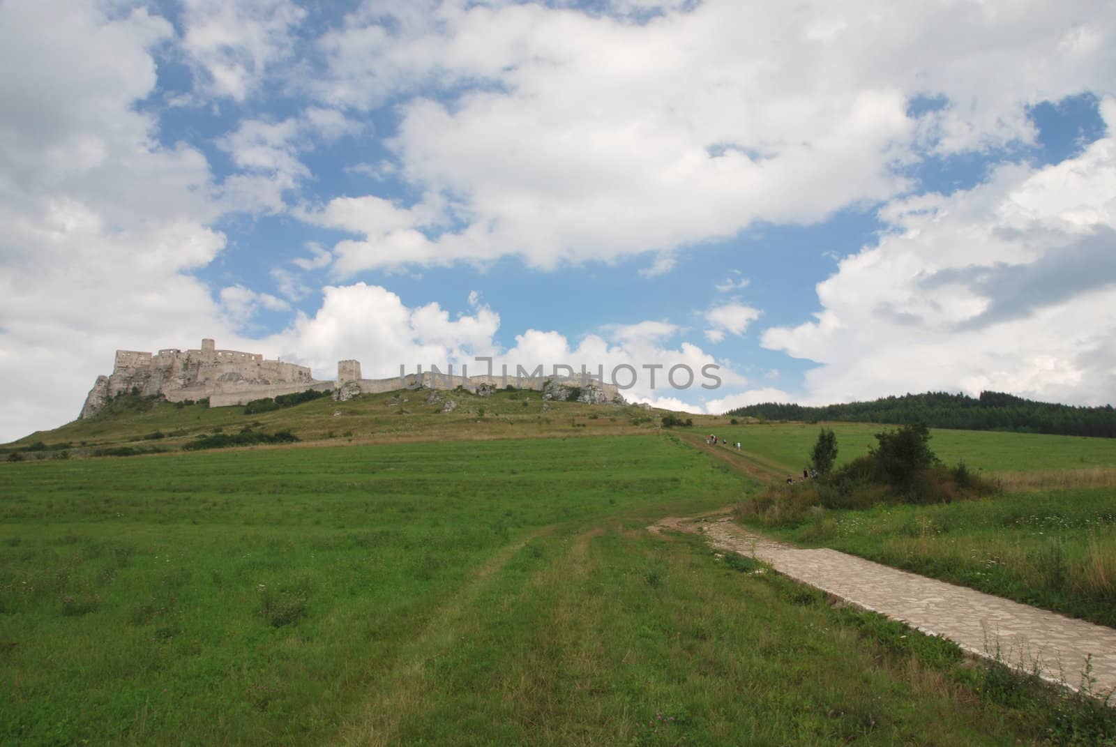 Ancient Slovak castle Spissky hrad lit by the sun