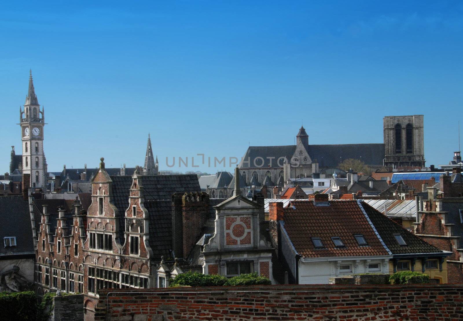 Beautiful gabled houses along a canal in Gent, Belgium. 