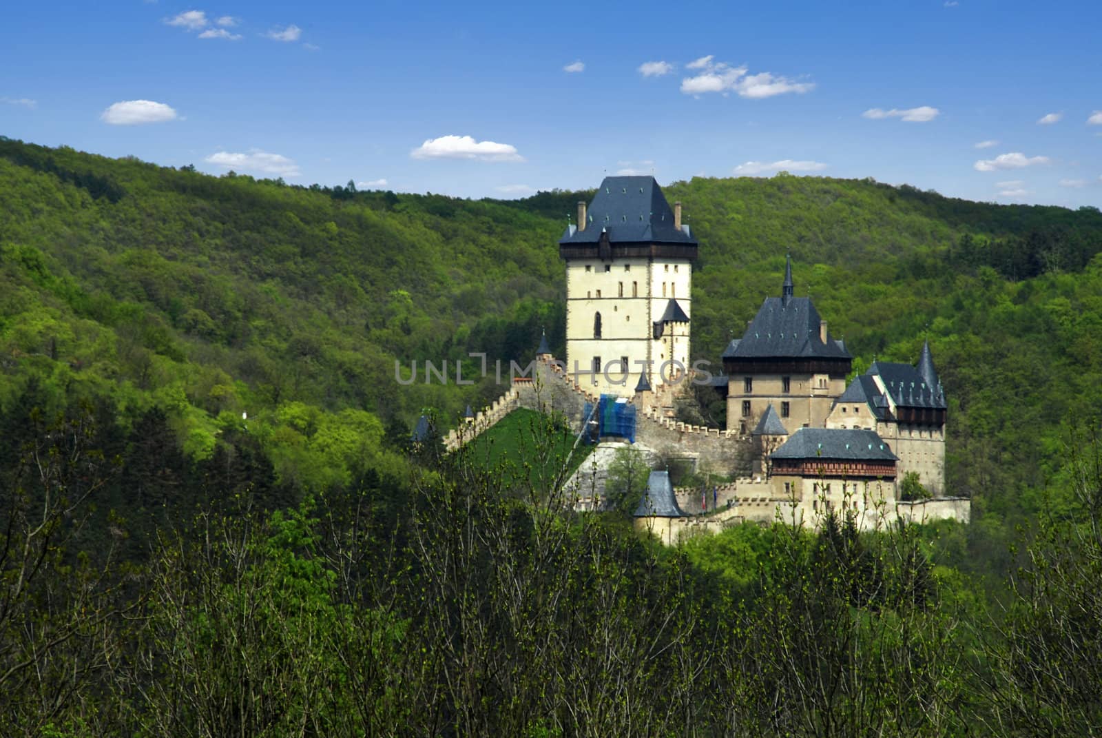 Karlstein Castle, constructed in 1348 in the Bohemia, Czech Republic