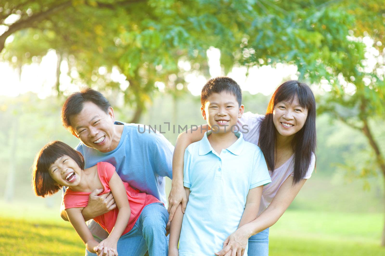Happy Asian Family Outdoor Lifestyle