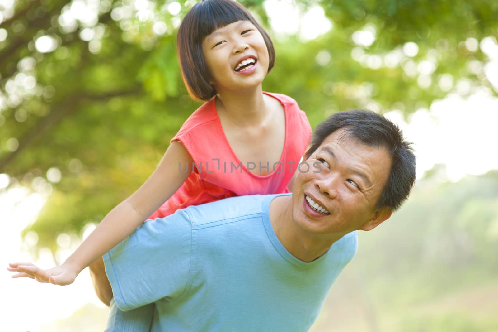 A father and child on a nice summer day.