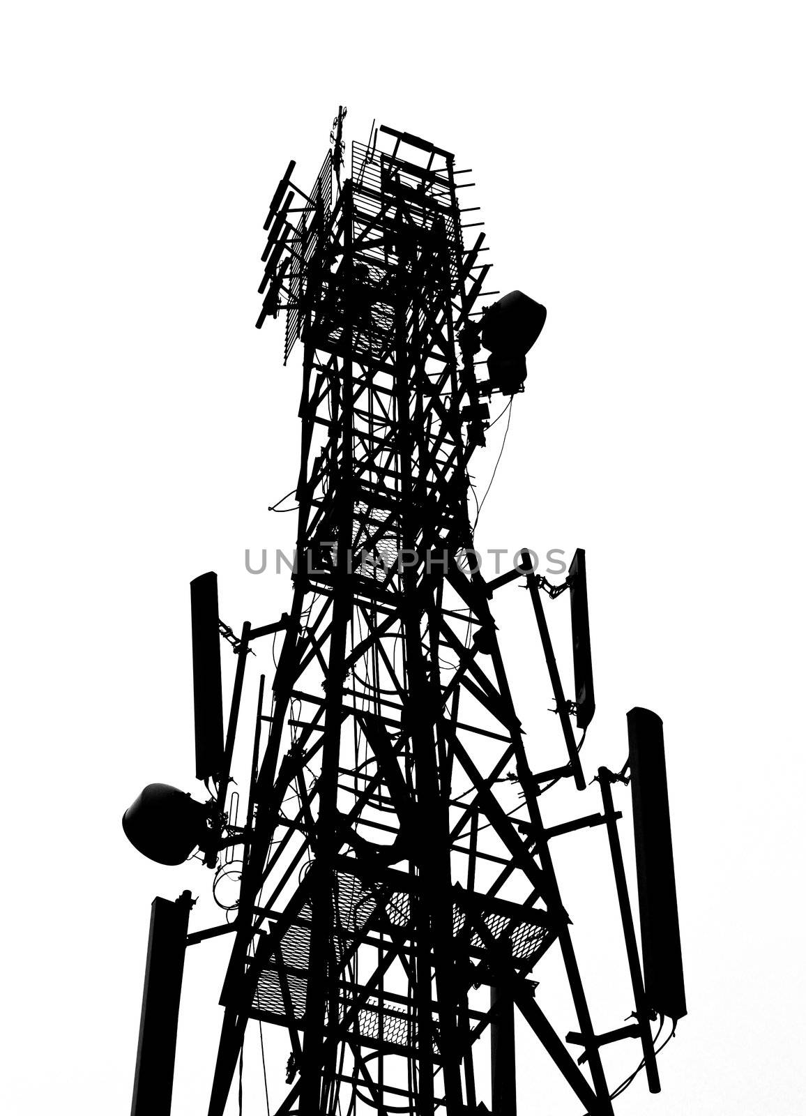 silhouette of antenna Tower of Communication  by nuchylee