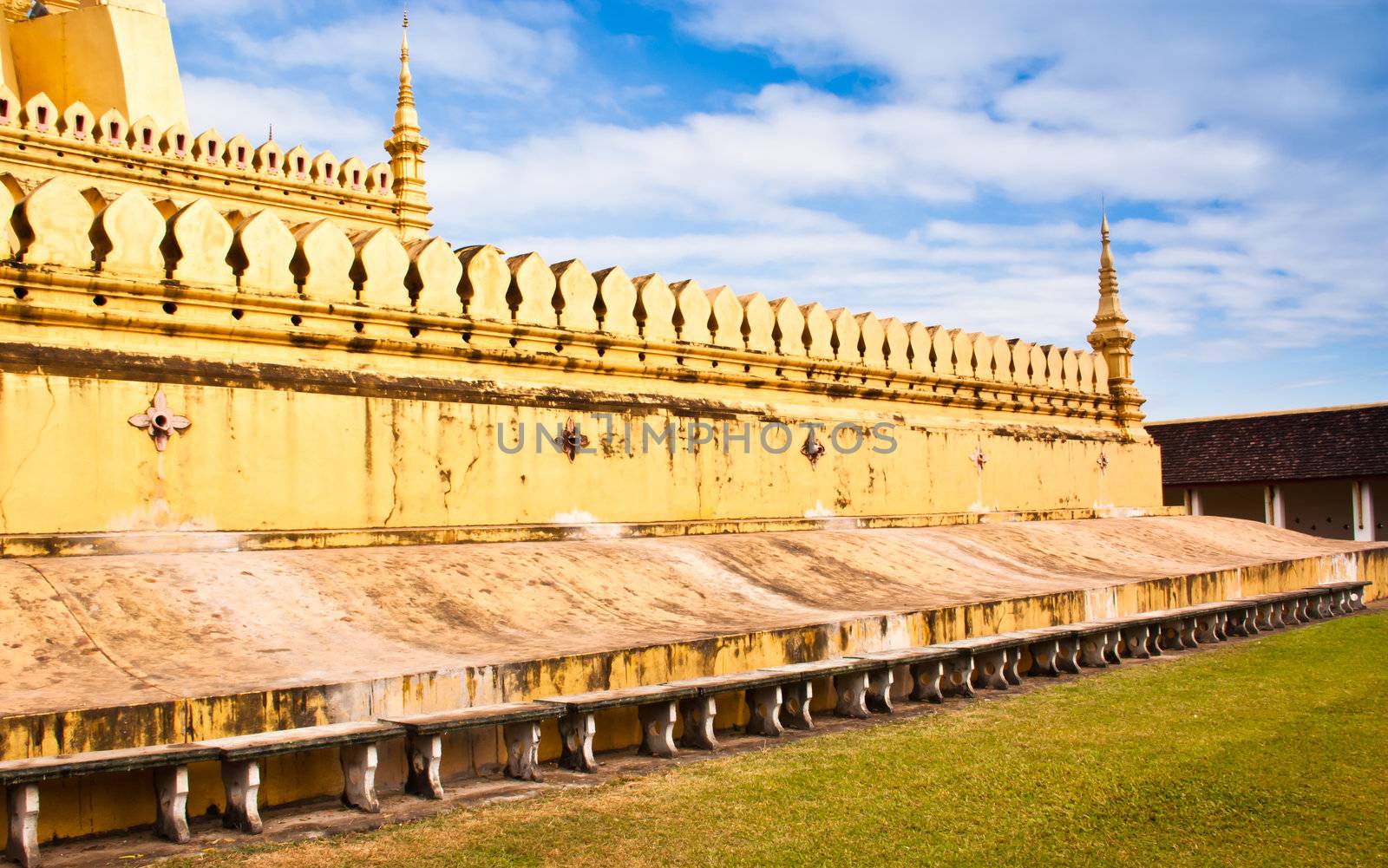 Walls of the temple in Laos country