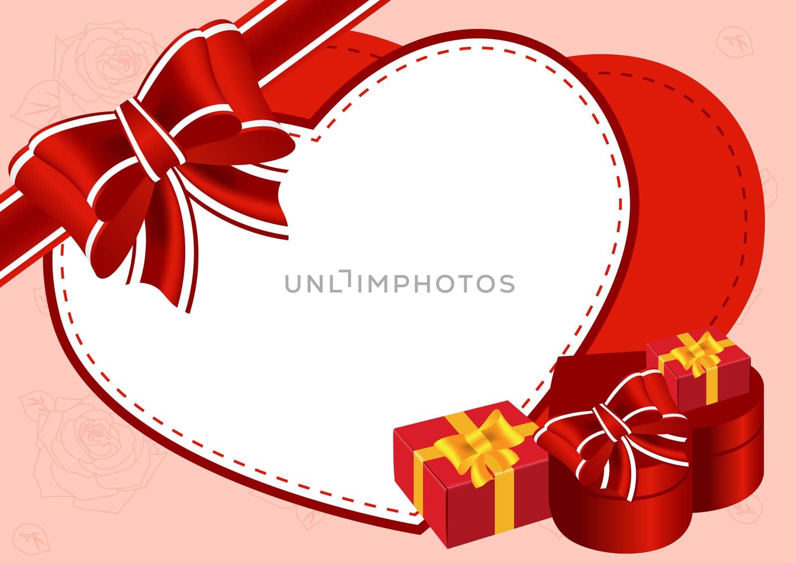 Greeting card with gifts and bow vector illustration