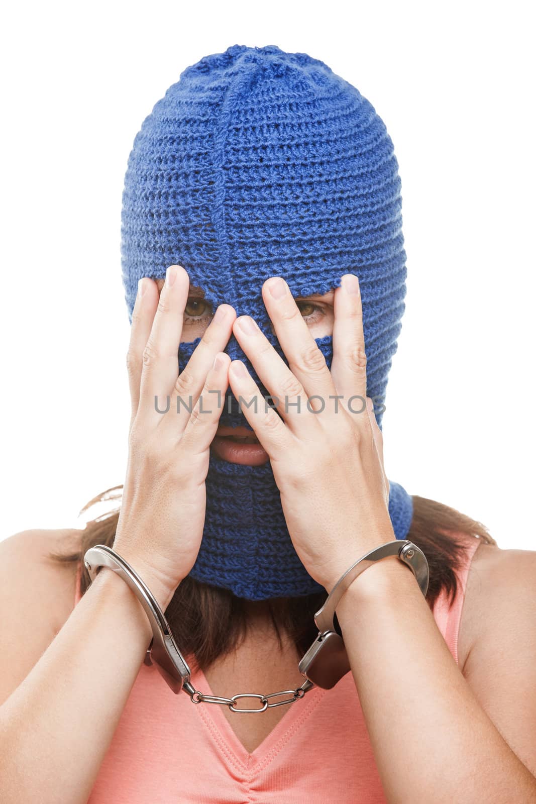 Woman in balaclava hiding face by ia_64