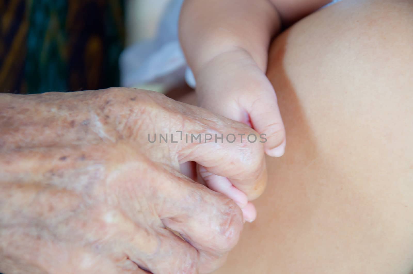 baby hand and old woman hand by buffaloboy