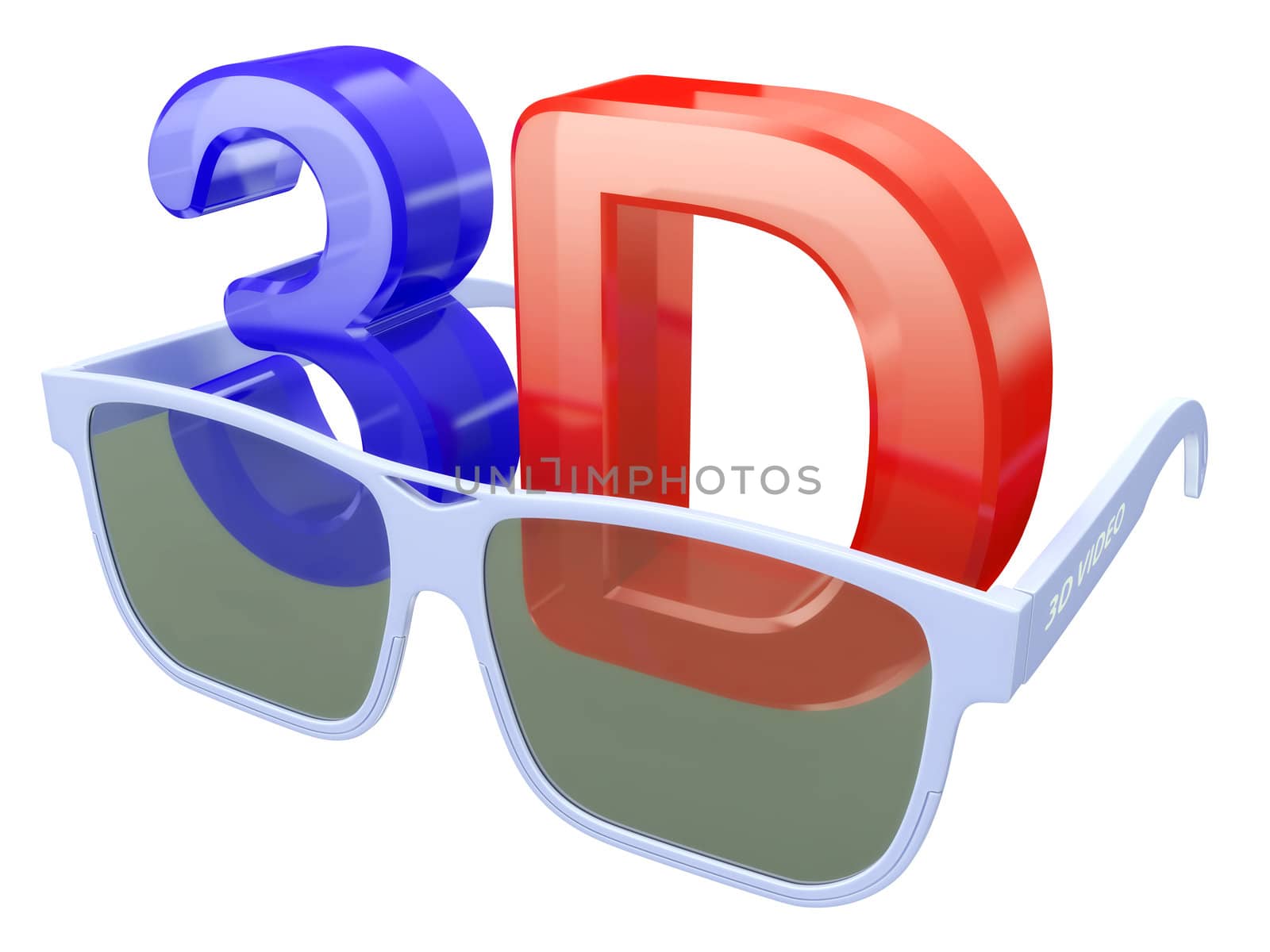 Special glasses for three-dimensional video isolated 3d
