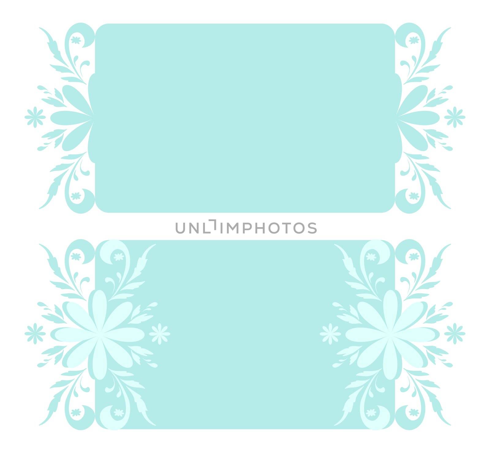 Abstract backgrounds, banners, plates with white and blue Christmas holiday floral pattern