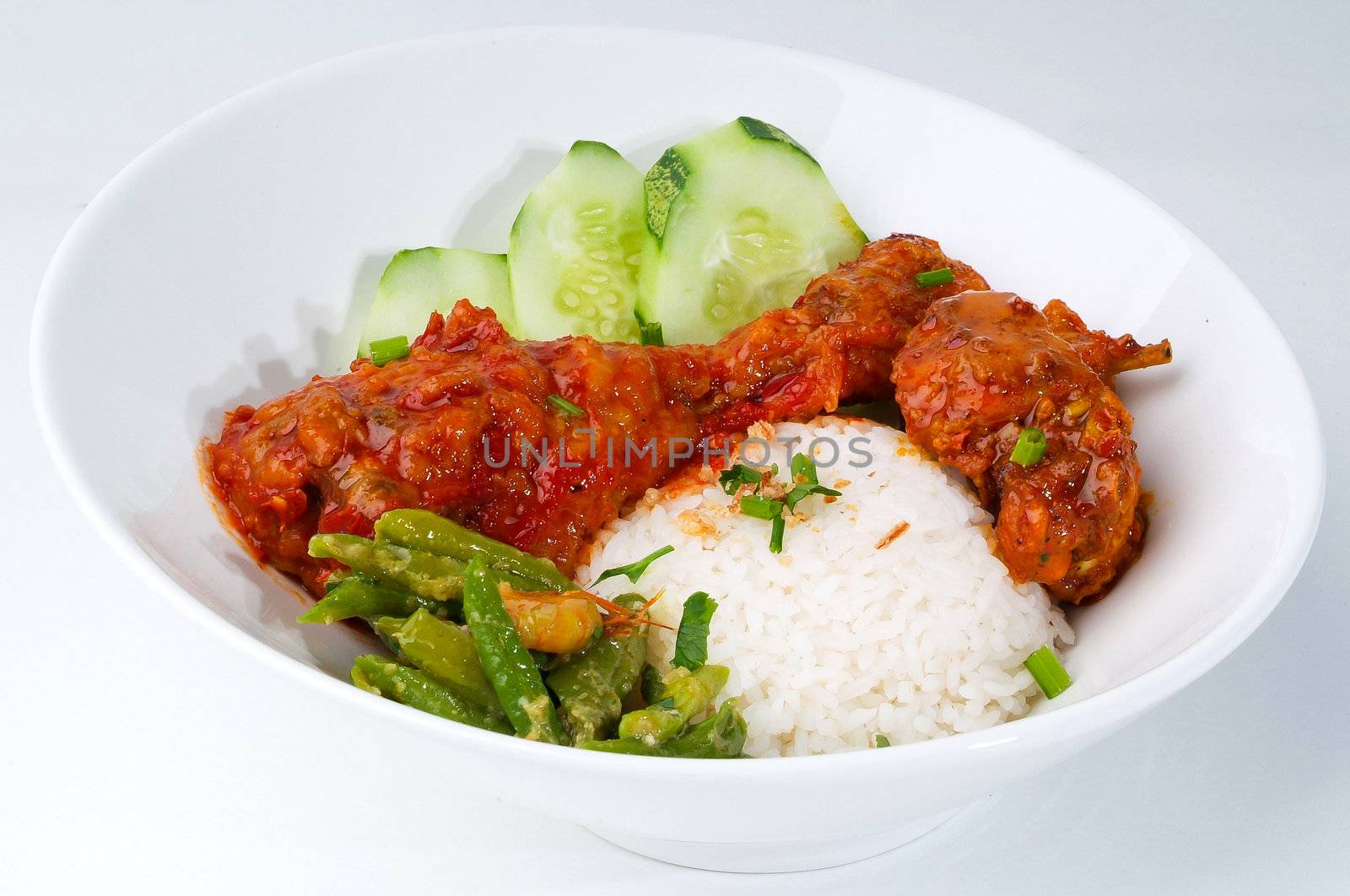 Curry Chicken with rice malaysia food