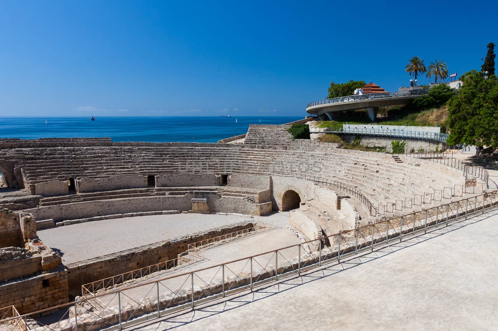 View on the sea from Tarragona roman colosseum