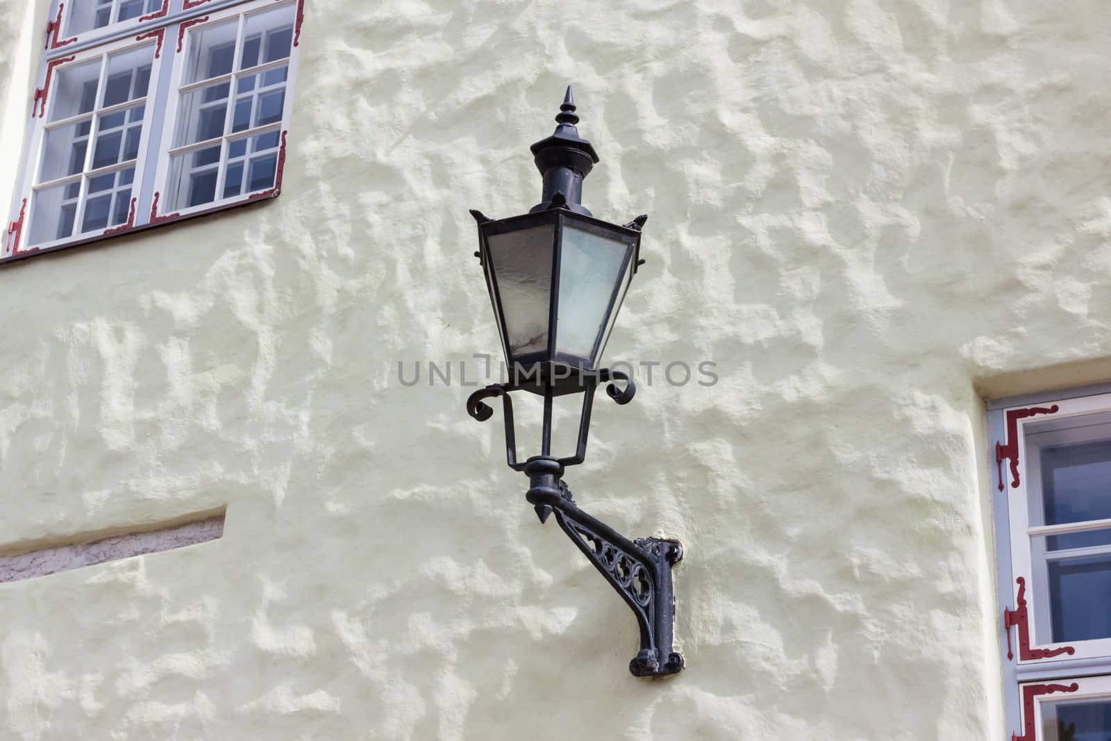 Street lamp on the wall background