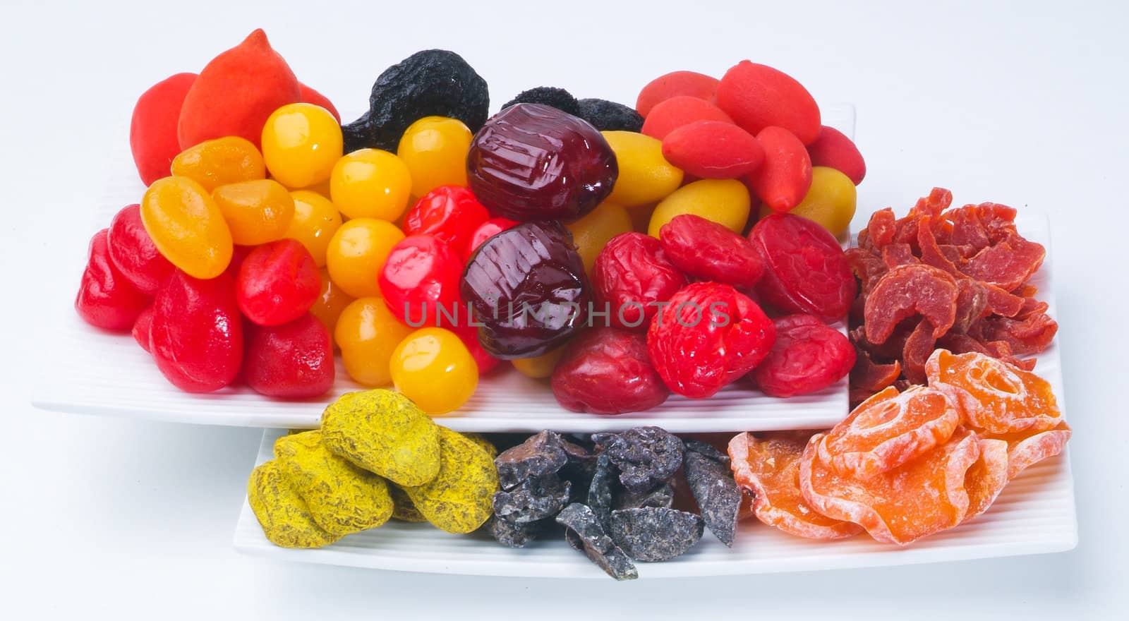 Dried fruits isolated on white