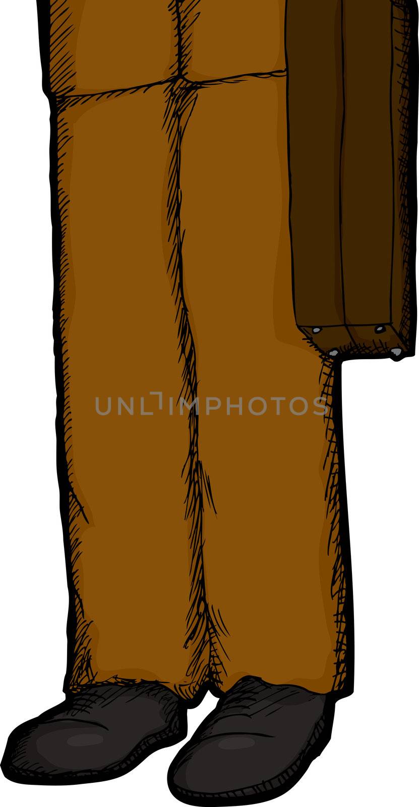 Isolated cartoon of business person holding a briefcase