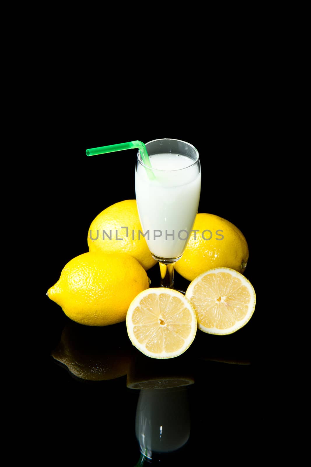 lemon sorbet on black background