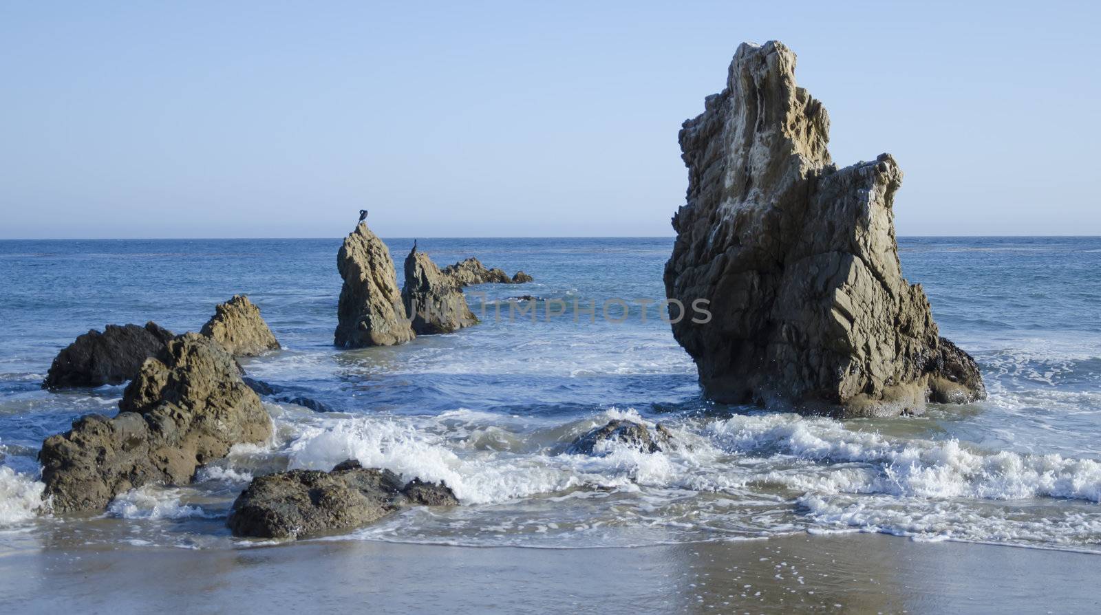 Nice rock on one of the most beautiful and popular beaches of Malibu - El Matador Beach