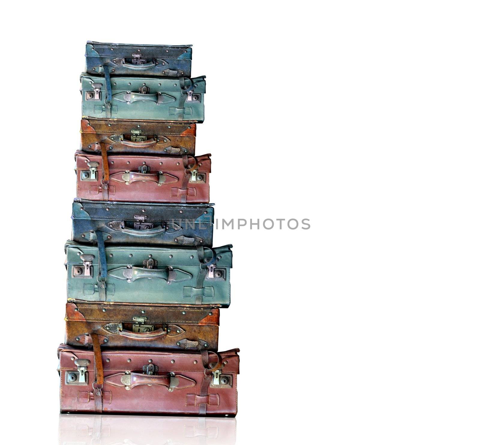 Vintage old luggage isolated on white background