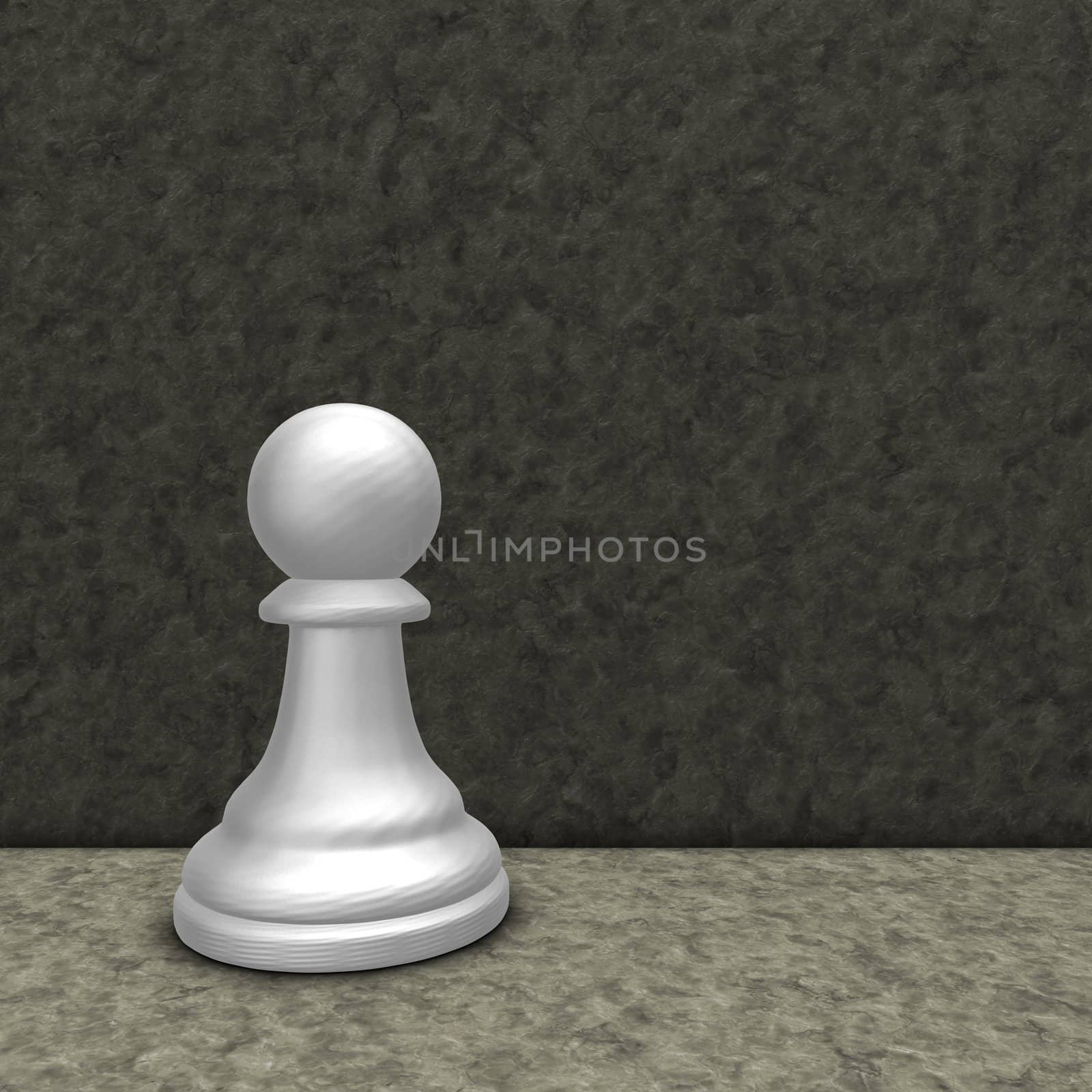 white chess pawn - 3d illustration