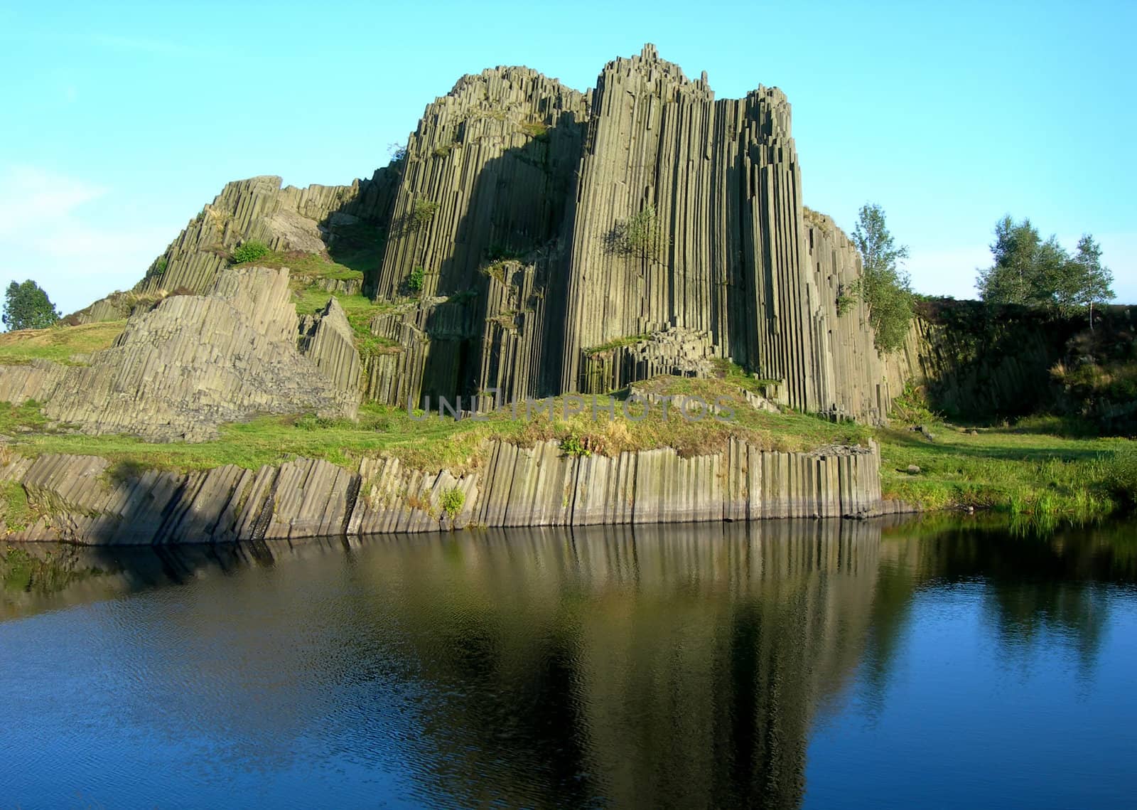 Organ rock with lake in the Czech republic          