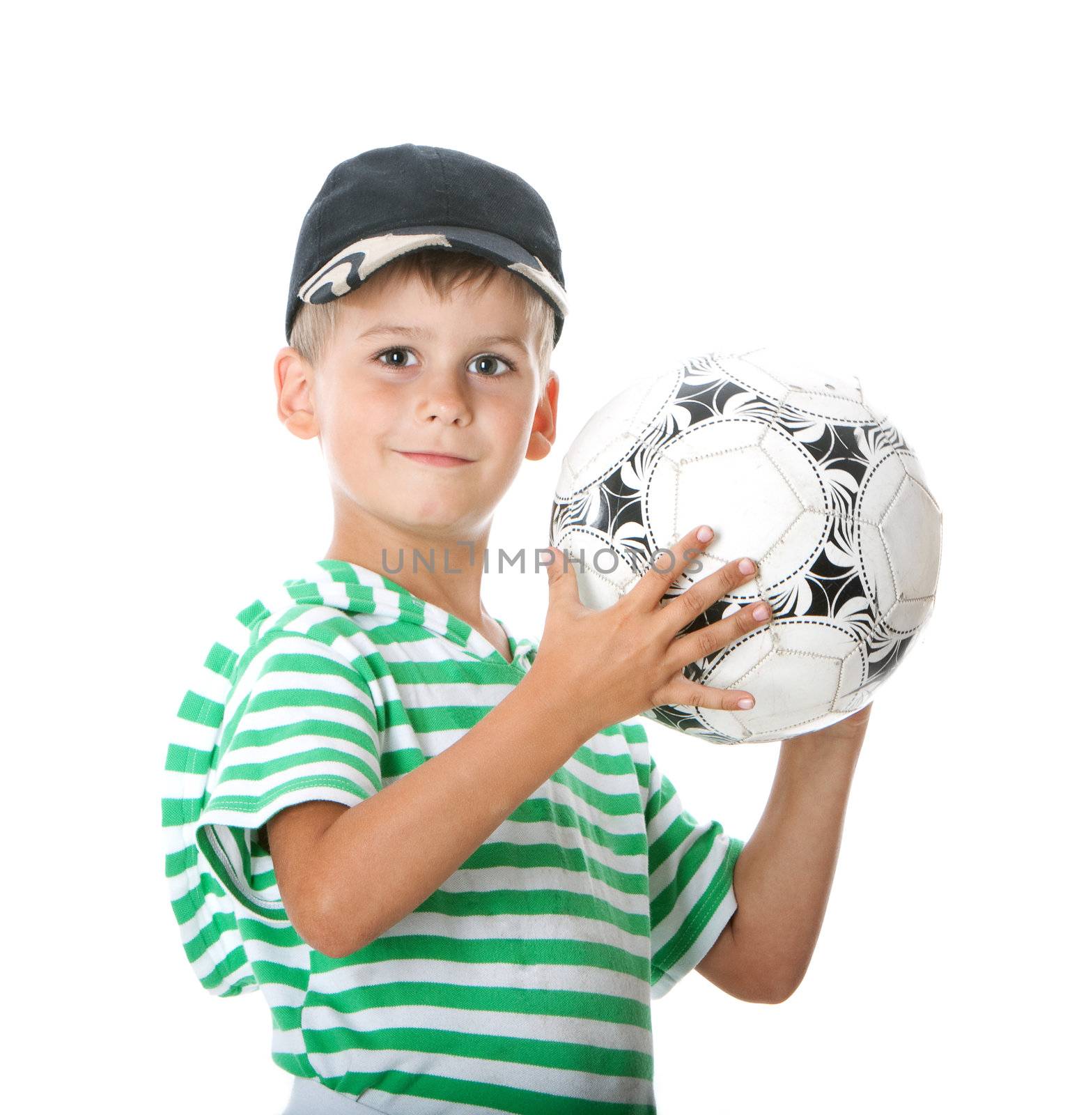 Boy holding soccer ball by bloodua