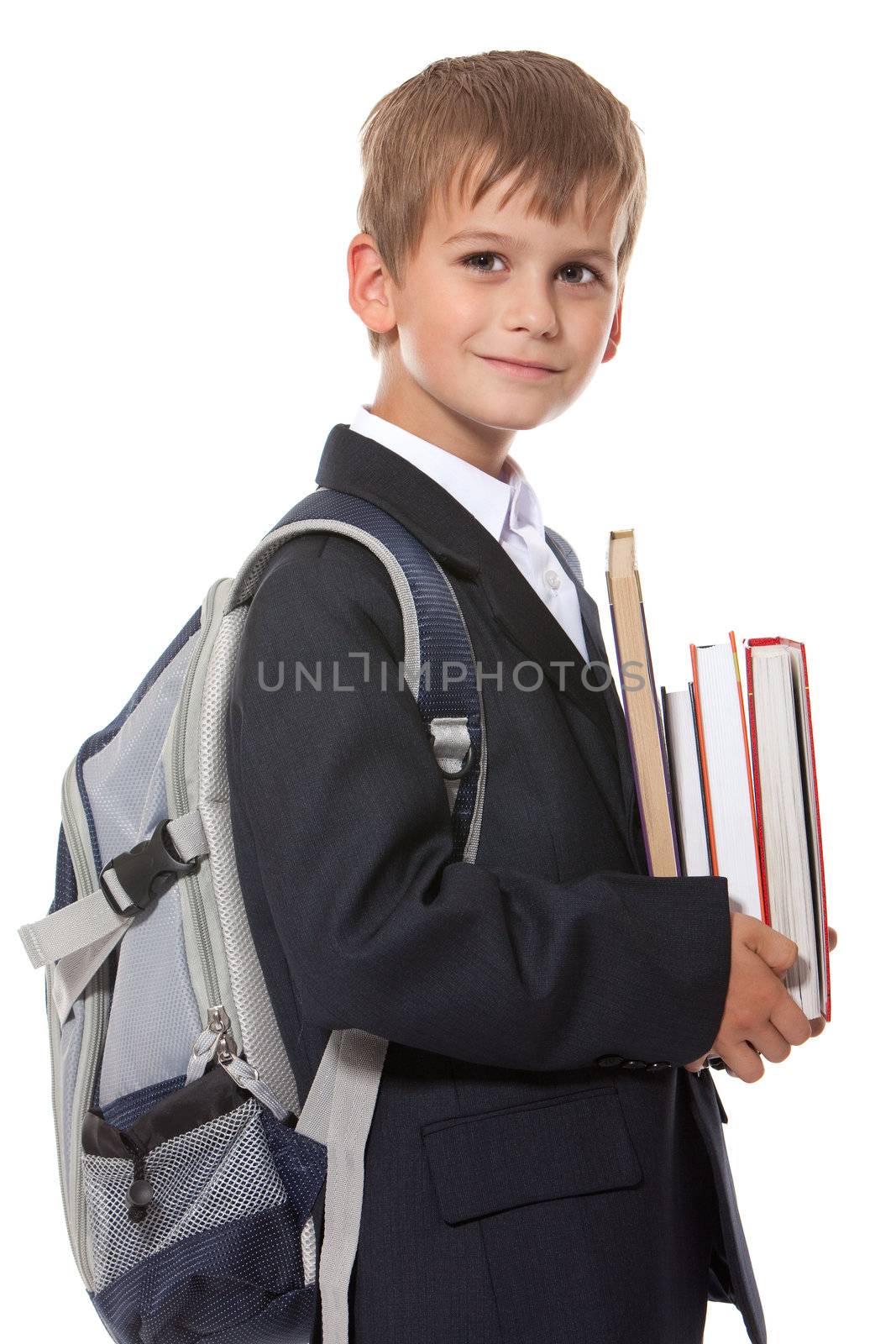Boy holding books by bloodua