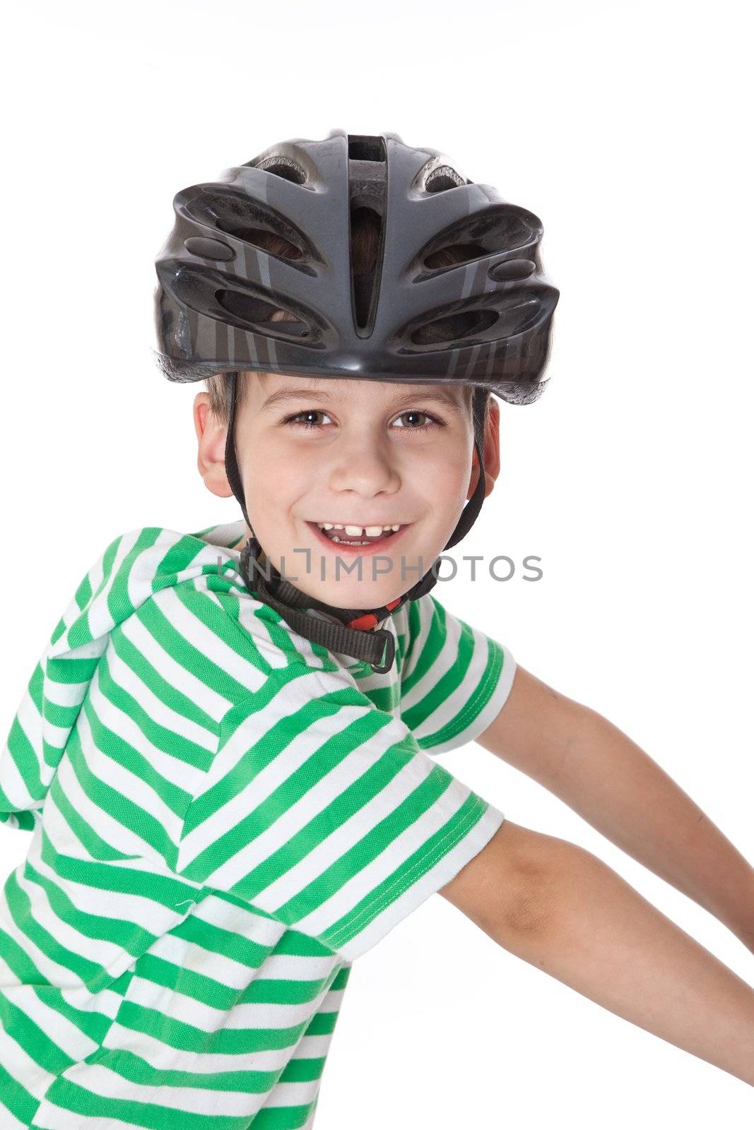 Boy bicyclist with helmet by bloodua
