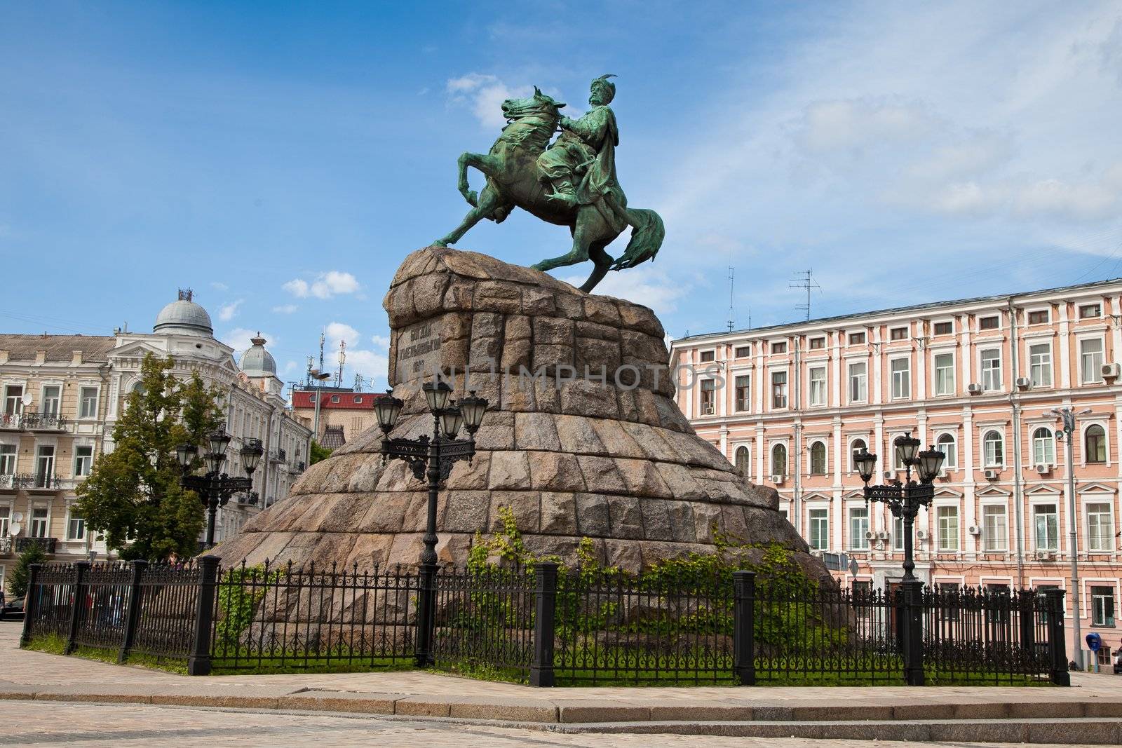 Historic monument to Hetman Bogdan Khmelnitsky on Sofia square in Kiev, Ukraine