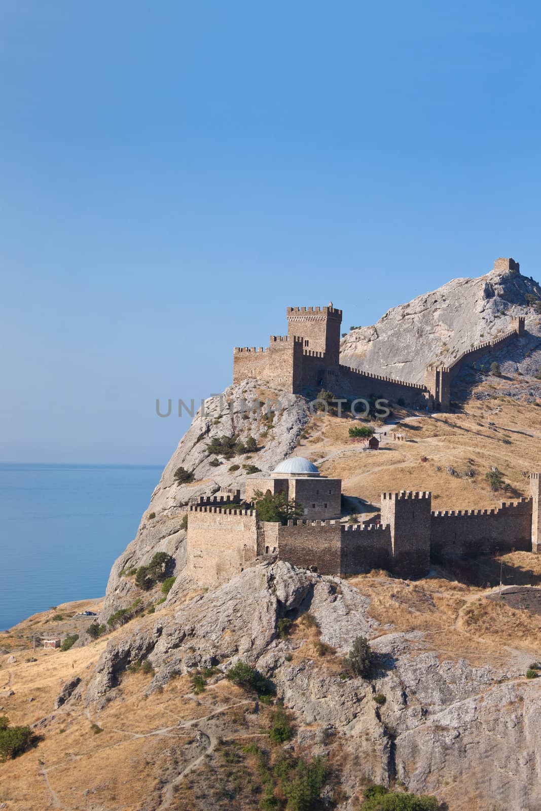 Ruins of The Genoa Fortress in Sudak, Crimea. Black Sea, Ukraine