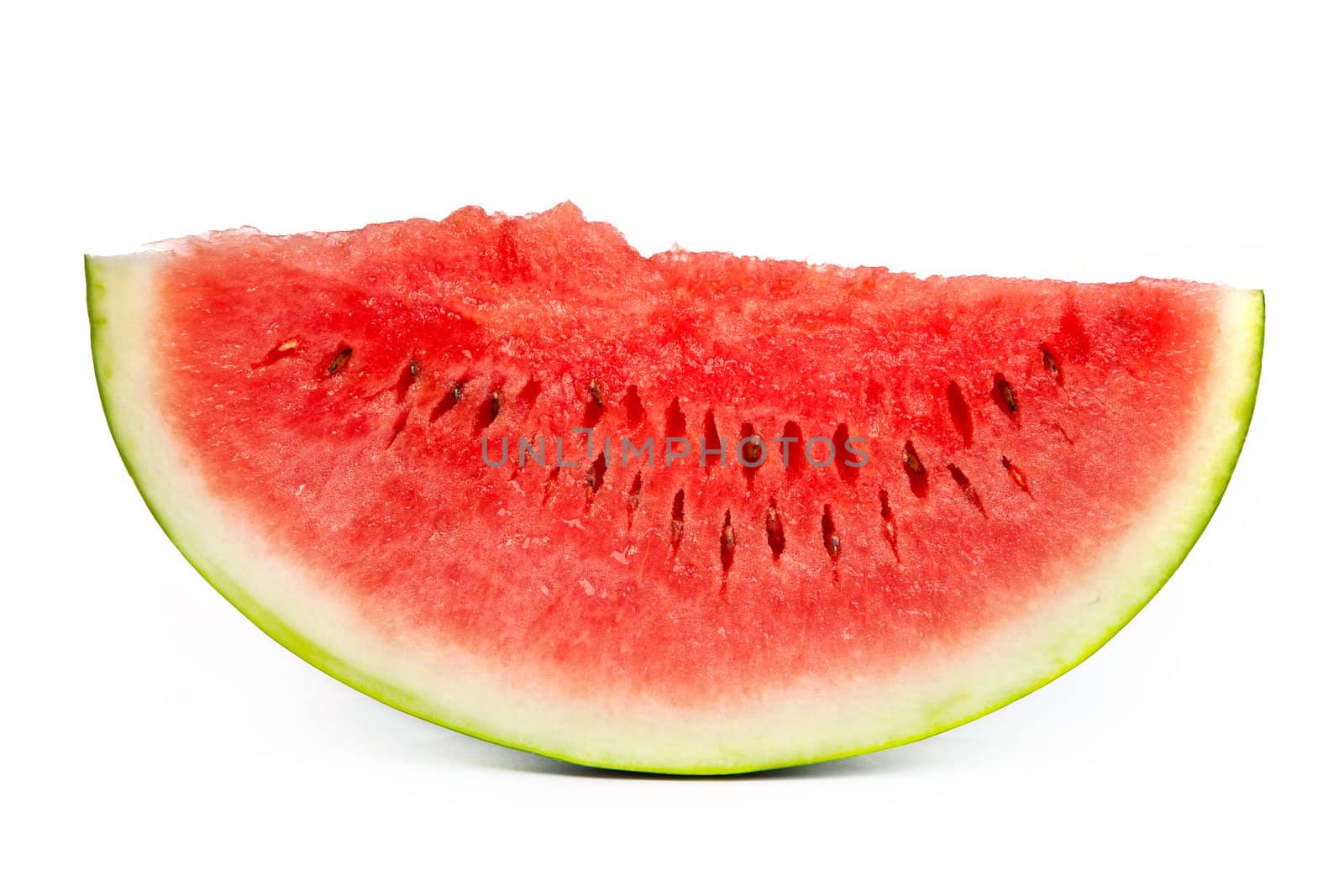 Slice of ripe watermelon isolated over white background