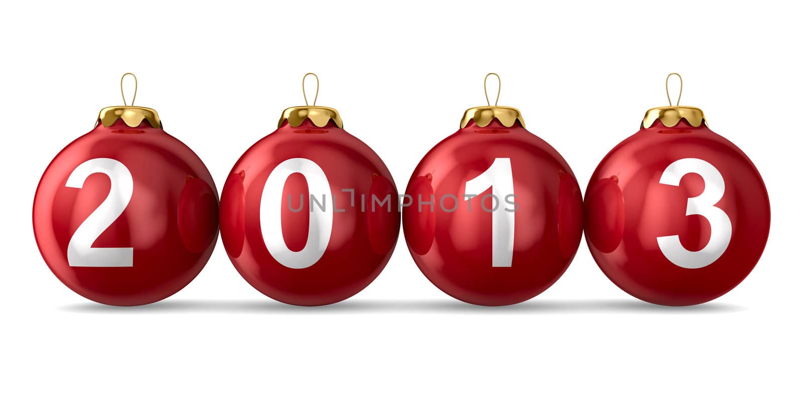 Christmas decoration on white background. 2013 year. Isolated 3D image