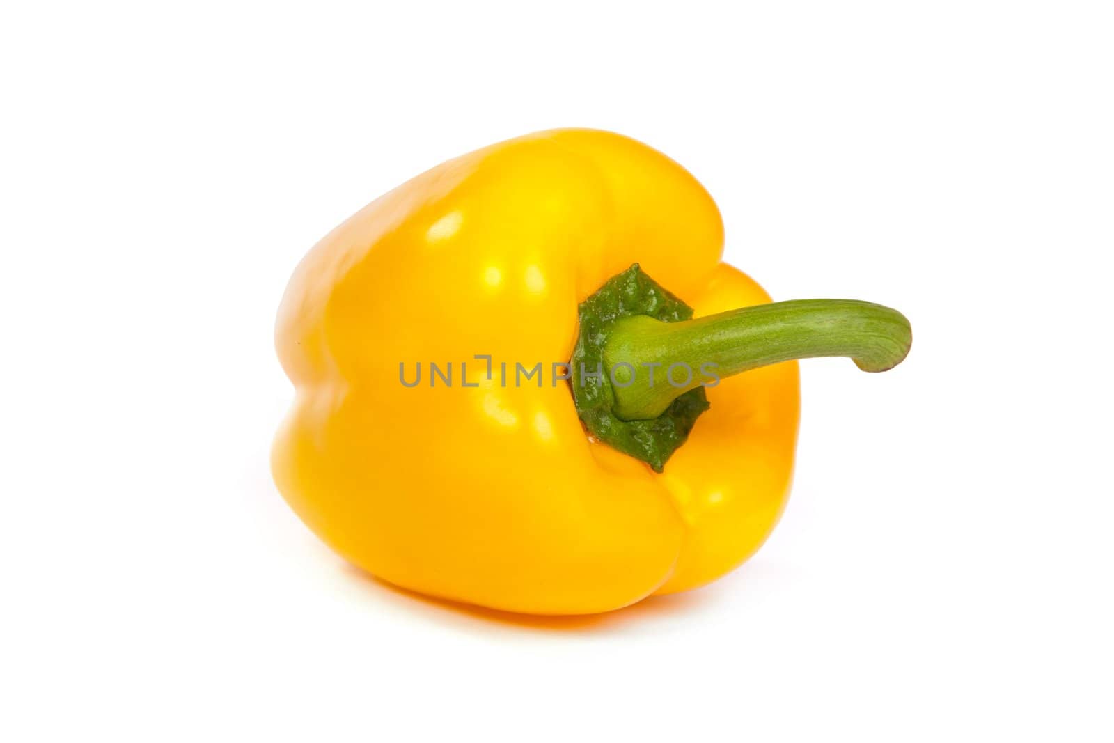 A yellow bell sweet pepper isolated on plain white background.