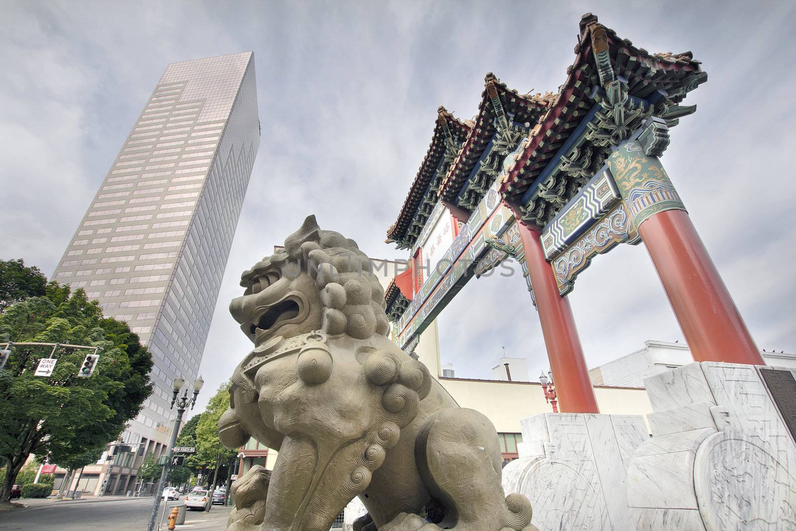 Chinese Foo Dog at Chinatown Gate Entrance by jpldesigns
