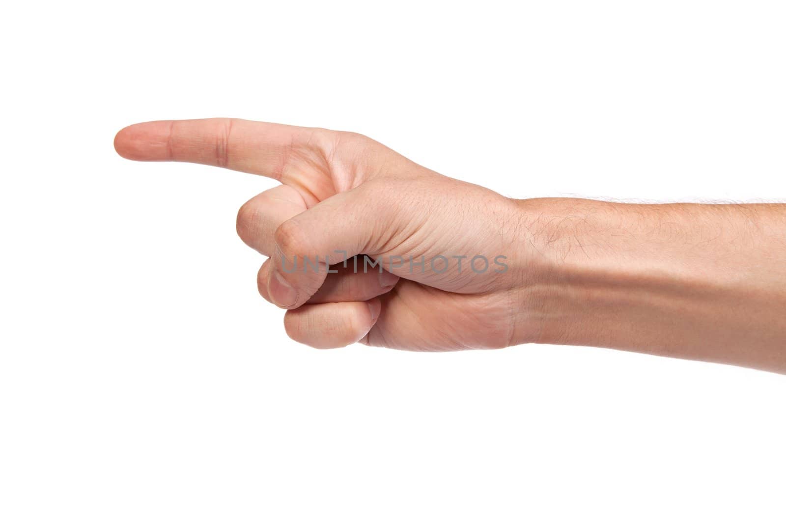 Man index finger isoalted on a white background