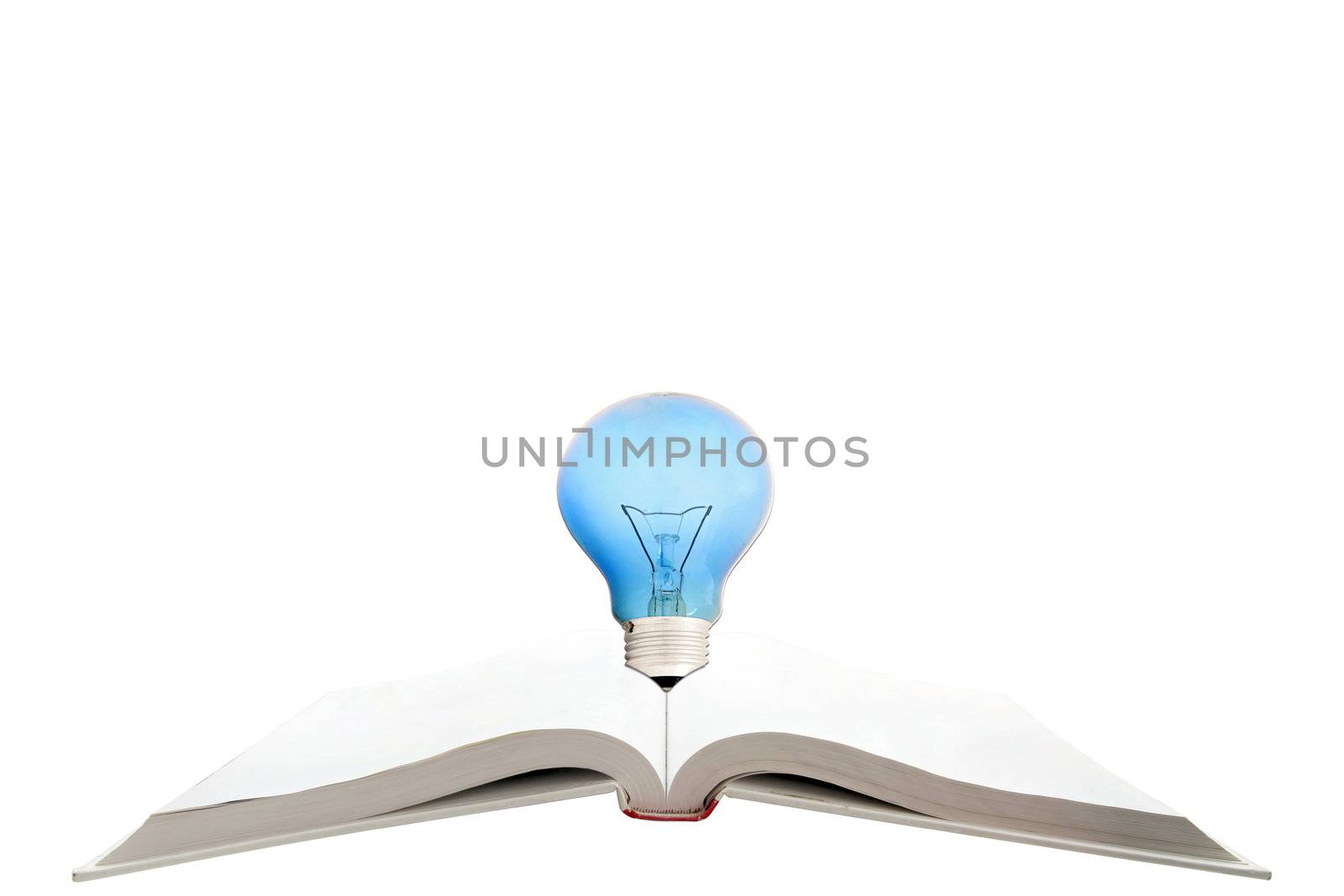 blank magic book with reading light bulb