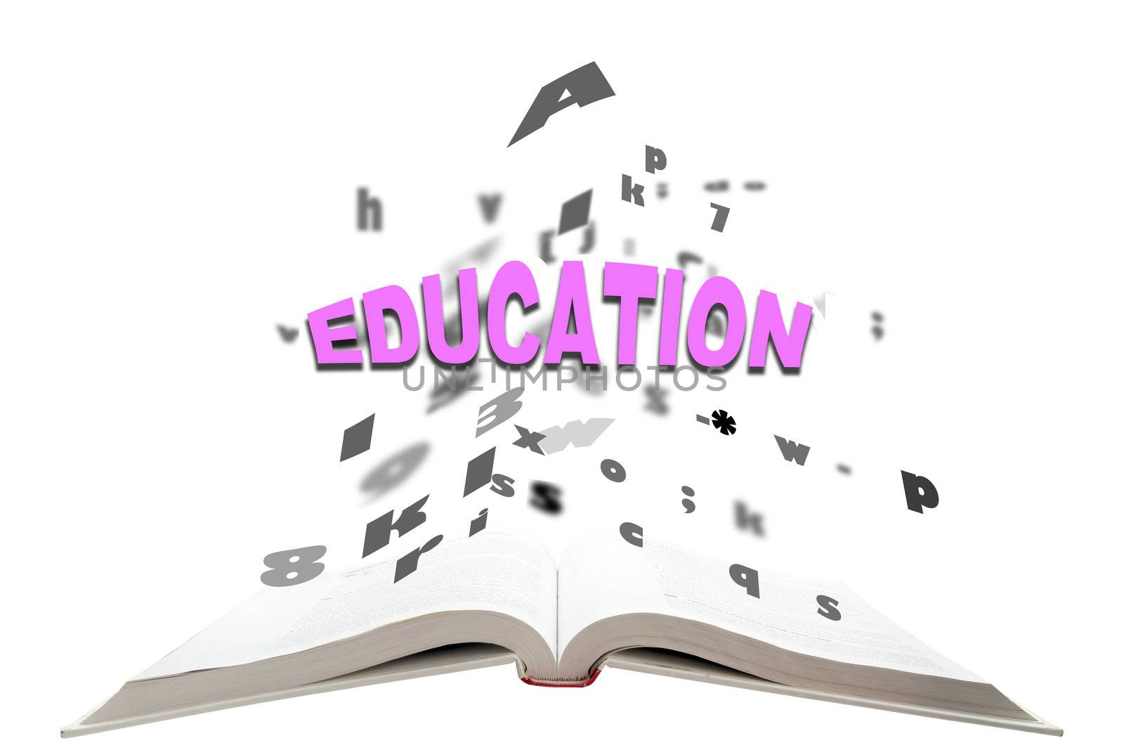concept of text Education fly form text book