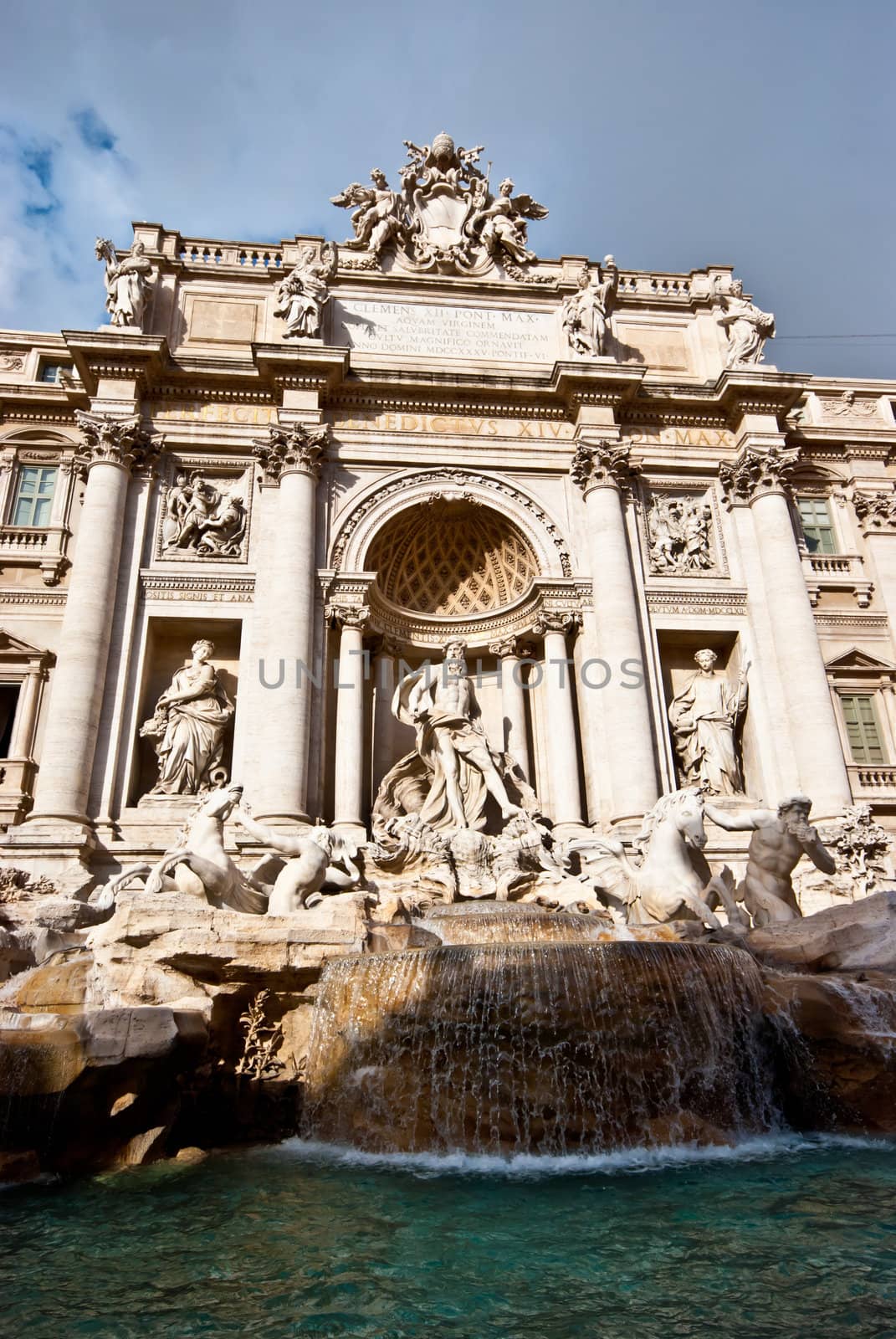 famous Fontana di Trevi in Rome on a sunny day